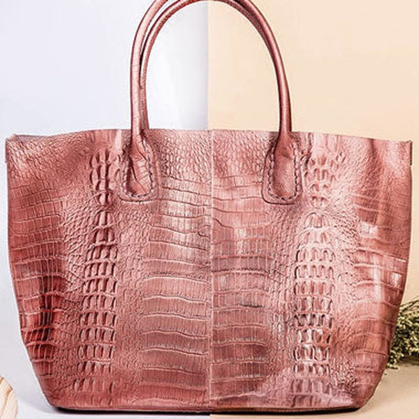 Genuine Leather Bag Crocodile Style Tote Bag Handbag Shoulder Bag Purse For Women