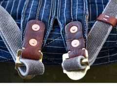 Blue Denim Backpack for Women Striped Jean Backpack Mens Striped Backpack - Feltify