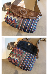 Small Bohemian Shoulder Bag Waist Bag Canvas Boho style Bags Embroidery Canvas Boho Crossbody Bag - Feltify