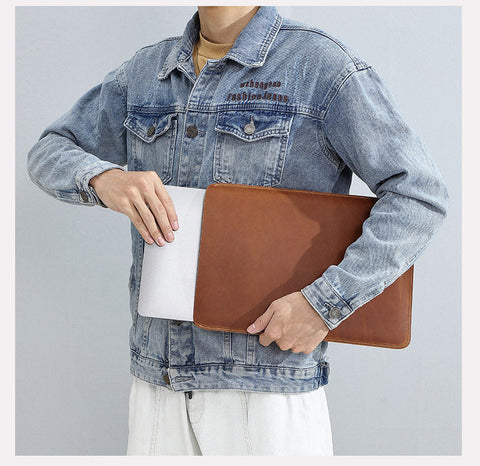 Dark Brown Leather Laptop Case 13 inches Mens 13 Leather Case for Laptop