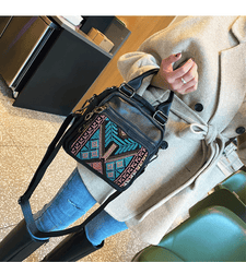 Canvas Convertible Boho Backpack Crossbody Bag Black Gray Canvas Convertible Boho Crossbody Handbags - Feltify