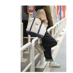 canvas grocery totes​ Women White&Blue Two Tone Canvas Tote Bags Large Canvas Tote Bag Women 