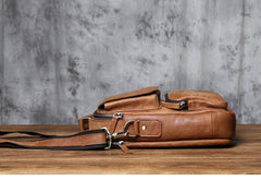 Cool Leather Brown Small Mens Messenger Bag Vintage Shoulder Bag  for Men - EverHandmade