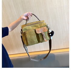 Green Canvas Convertible Messenger Bag Backpack Canvas Convertible Crossbody Bag Canvas Handbag - Feltify