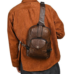 Leather Large Sling Backpack - Main Compartment