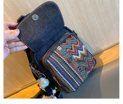 Canvas Embroidery Boho Crossbody Bag Womens Boho Sling Bag Canvas Crossbody Backpack - Feltify