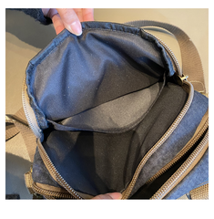 Black Gray Canvas Embroidery Handbag Shoulder Bag Black Gray Canvas Crossbody Bag - Feltify