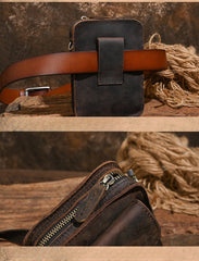 Leather Cell Phone Holster Belt Pouch smartphone crossbody bag Cell Phone Purse Crossbody Leather Belt Bag for Men