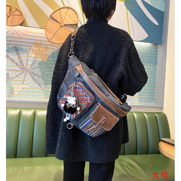 Canvas Boho Sling Bag Womens Crossbody Backpack Canvas Boho Embroidery Waist Bag - Feltify
