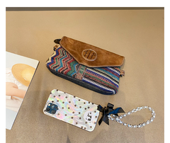 Bohemian Style Denim Clutch Purse Denim Chain Shoulder Bag Embroidery Jean Bag - Feltify