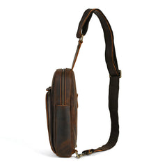 Dark Brown Sling Leather Backpack Vintage Leather Sling Backpack for Men - iwalletsmen