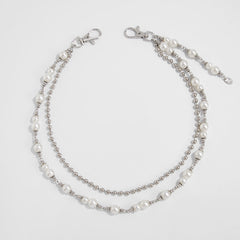 Fake Pearl Wallet Chain for Women Double Wallet Chain Beaded Wallet Chain - iChainWallets