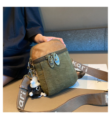 Green Canvas Vertical Shoulder Bag Canvas Crossbody Bag Phone Bag for Women - Feltify