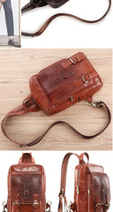 Sling Bag for Big Man - Leather Large Sling Backpack - Large Leather Sling Bag for Big Guys