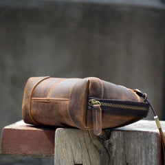 Brown Leather Clutch Wristlet 