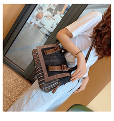 Boho Handbag Boho Crossbody Bag Black Gray Canvas Ladies Handbags Canvas Boho Shoulder Bag - Feltify