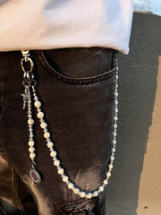 Long Ball Wallet Chains for Women White Ball Wallet Chain Beaded Wallet Chain