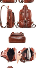Sling Bag for Big Man - Leather Large Sling Backpack - Large Leather Sling Bag for Big Guys