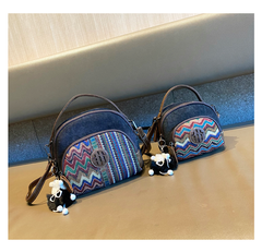 Embroidery Canvas Small Boho Crossbody Bag Boho Canvas Small Round Handbag Shoulder Bag - Feltify
