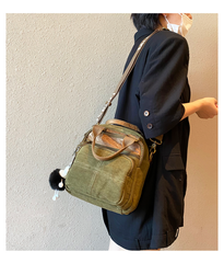 Green Canvas Convertible Crossbody Bag Canvas Handbag Canvas Convertible Backpack Shoulder Bag - Feltify
