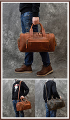 Vintage Leather Duffle Bag for Men 16L Mens Leather Weekend Bag Large Leather Duffle Bag 