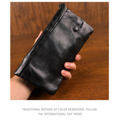 Black Zip Clutch Wallet Mens Leather Zip Wristlet Wallet Zip Wallet Wristlet for Men - iwalletsmen