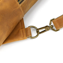 Camel Crazy Horse Leather Backpack Mens Large Tan Leather Backpack for Men - iwalletsmen