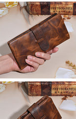 Brown Leather Wallet with Buckle for Men Buckle Mens Wallets with Coin Pocket - iwalletsmen