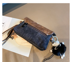 Bohemian Style Denim Clutch Purse Denim Chain Shoulder Bag Embroidery Jean Bag - Feltify