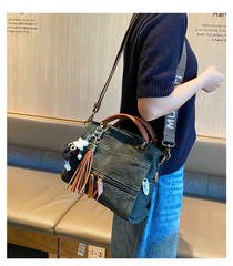 Dark Green Convertible Canvas Handbag Crossbody Bag With Outside Pockets Canvas Convertible Backpack Shoulder Bag - Feltify
