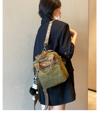 Green Canvas Convertible Crossbody Bag Canvas Handbag Canvas Convertible Backpack Shoulder Bag - Feltify