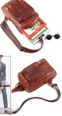 Sling Bag for Big Man - Leather Large Sling Backpack - Large Leather Sling Bag for Big Guys