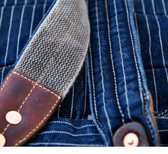 Blue Denim Backpack for Women Striped Jean Backpack Mens Striped Backpack - Feltify