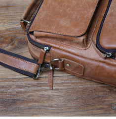 Cool Leather Brown Small Mens Messenger Bag Vintage Shoulder Bag  for Men - EverHandmade