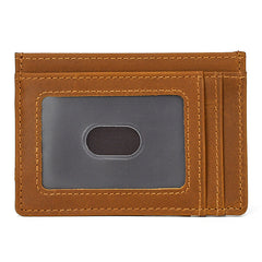 Brown Leather Magnetic Money Clip Wallet 