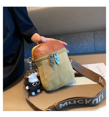 Green Canvas Vertical Shoulder Bag Canvas Crossbody Bag Phone Bag for Women - Feltify