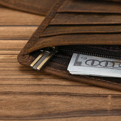 Dark Brown Leather Vertical Wallet with Buckle Mens Wallets Leather Vertical Bifold Wallet - iwalletsmen