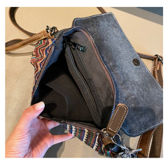 Bohemian Denim Clutch Purse Denim Shoulder Bag Convertible Embroidery Jean Bag - Feltify