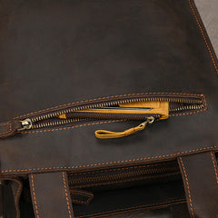 Brown Leather Vertical Briefcase Business Handbag for Men Office Handbag for Men - iwalletsmen