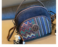 Embroidery Canvas Small Boho Crossbody Bag Boho Canvas Small Round Handbag Shoulder Bag - Feltify