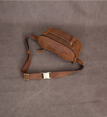 Brown Vintage Large Leather Waist Bag Mens - iwalletsmen