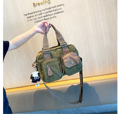 Green Canvas Women's Handbags Canvas Leather Handbags Shoulder Bag Crossbody Bag - Feltify
