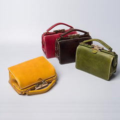 Handmade Womens Leather Doctor Handbag Purse Small Side Bag Doctor Bags for Women