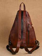 Leather Large Sling Bag for Big - Black
