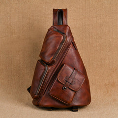 Leather Large Sling Bag for Big - Black