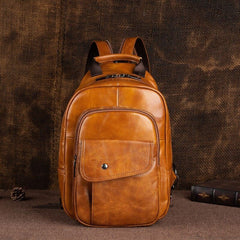 Leather Large Sling Backpack - Flat Lay