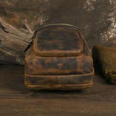 Sling bag for big man - leather texture and stitching detail close-up