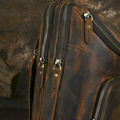 Sling bag for big man - leather texture and stitching detail close-up