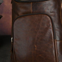 Sling bag for big man - leather texture and stitching detail close-up