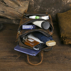 Sling bag for big man - leather texture and stitching detail close-up